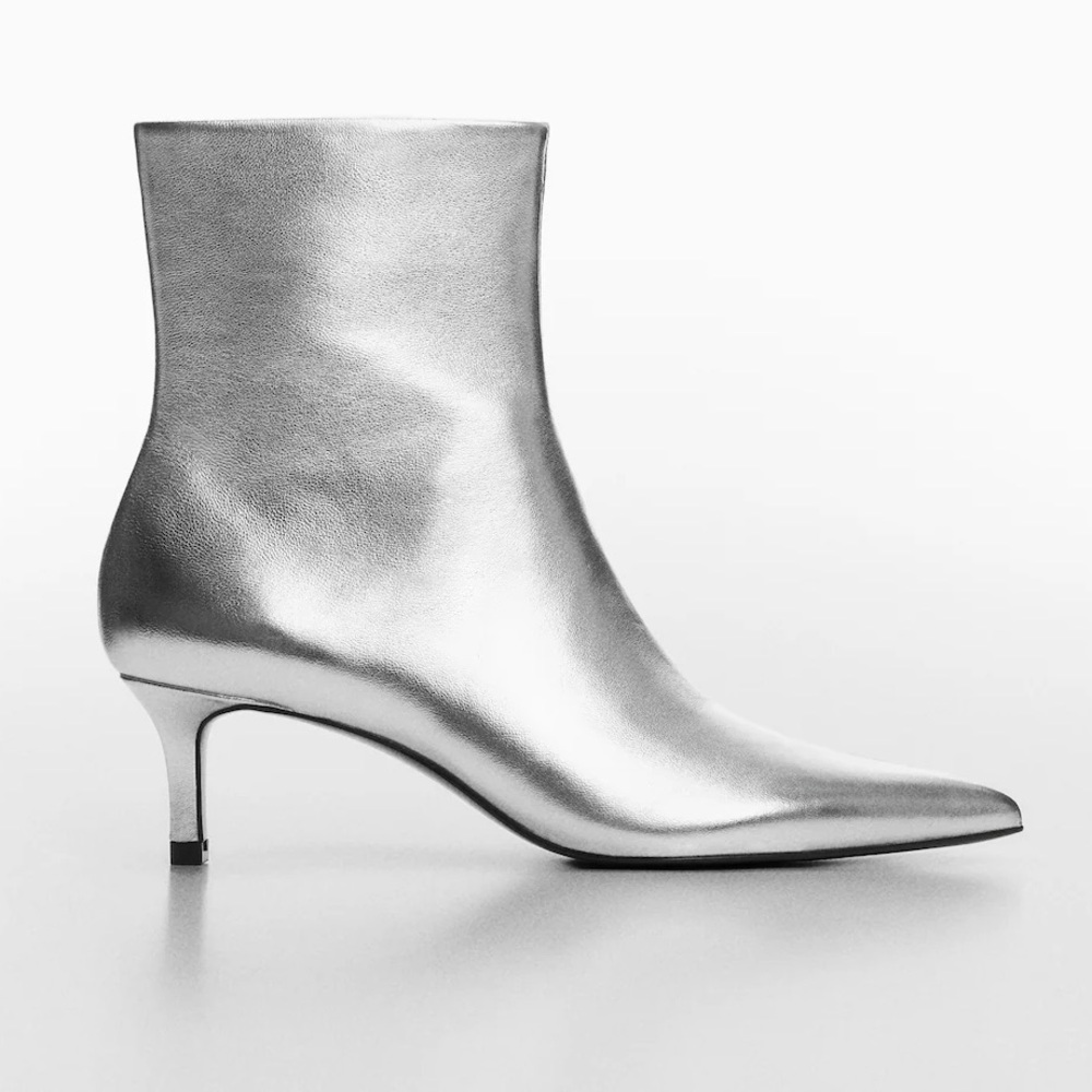 MANGO Leather Metallic Booties - Price Firm